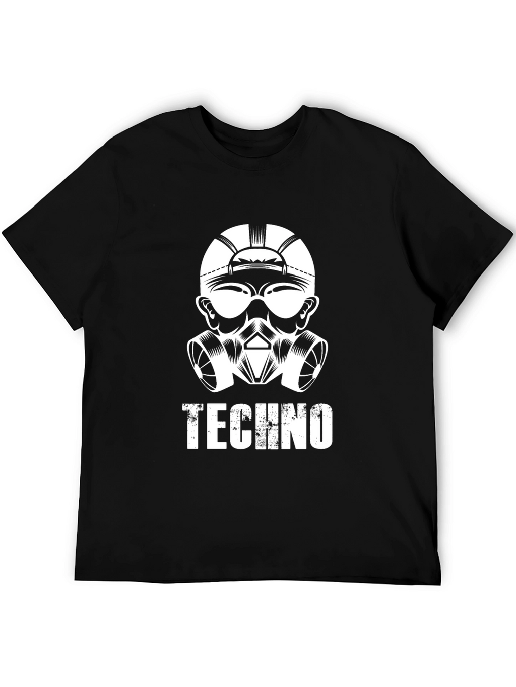 Techno Gas Mask Graphic Tee - Cool Music Shirt