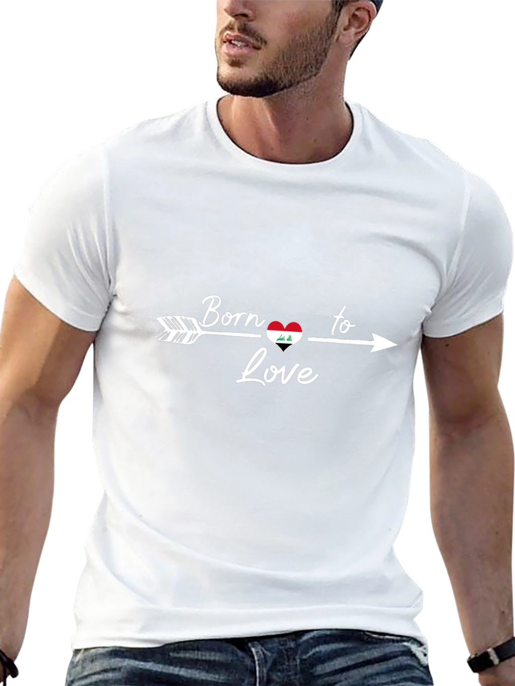 Born to Love Iraq Flag Heart T-Shirt
