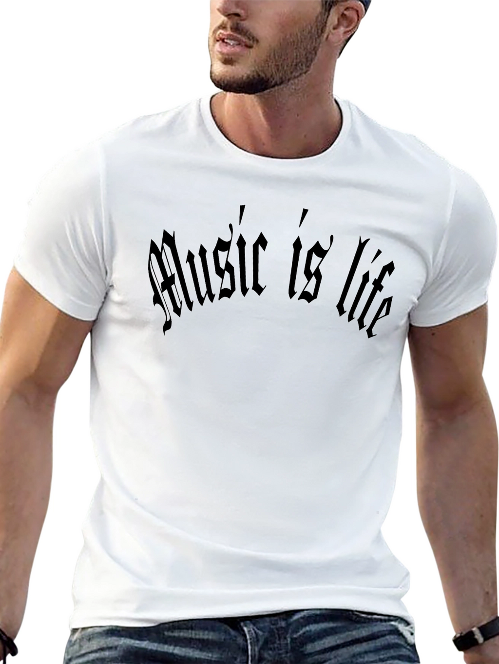 Music is Life Black Gothic T-Shirt