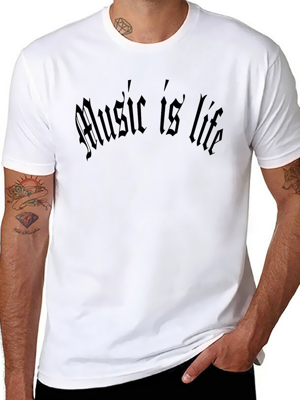 Music is Life Black Gothic T-Shirt