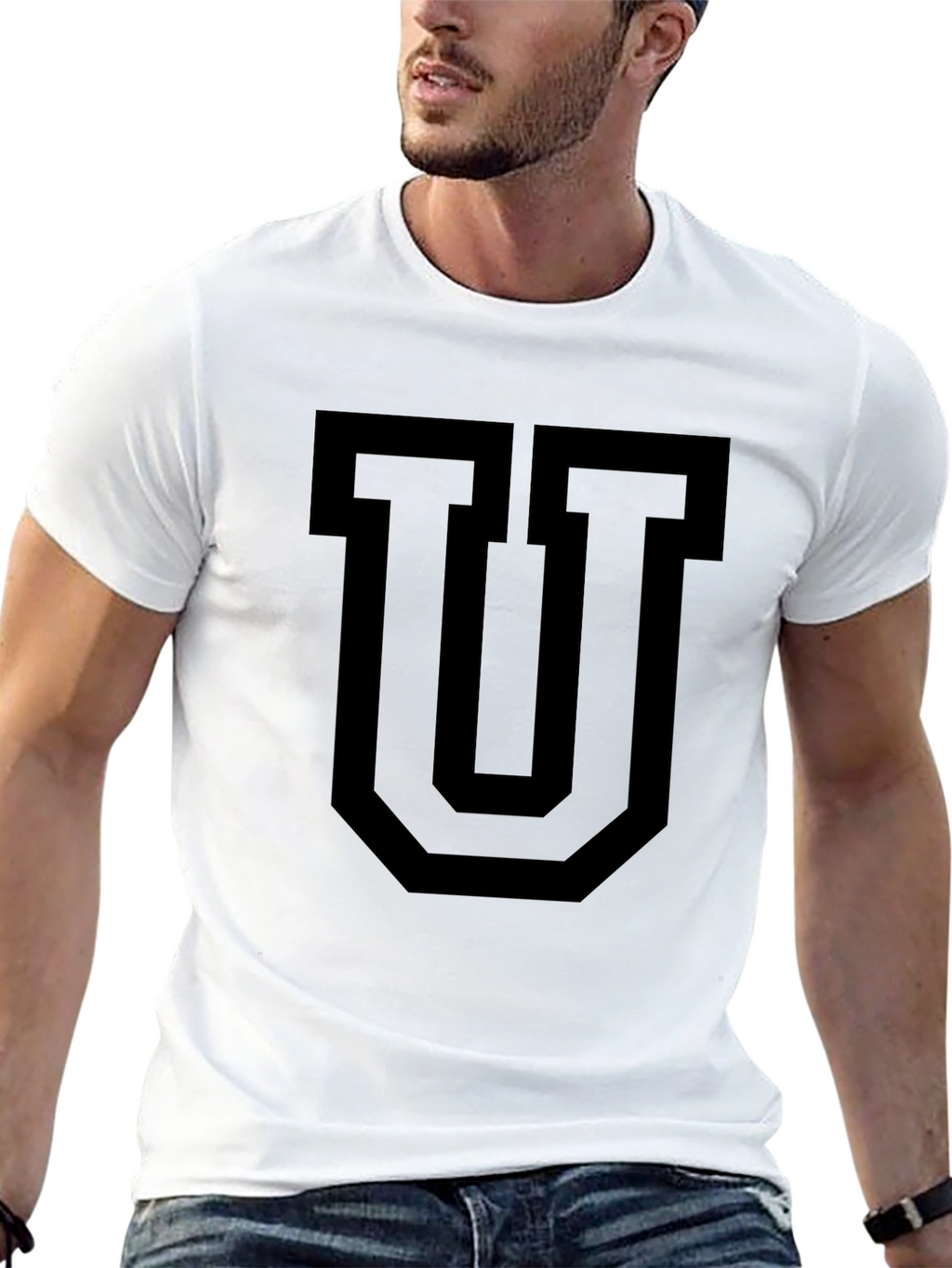 Black T-Shirt with Bold Letter U