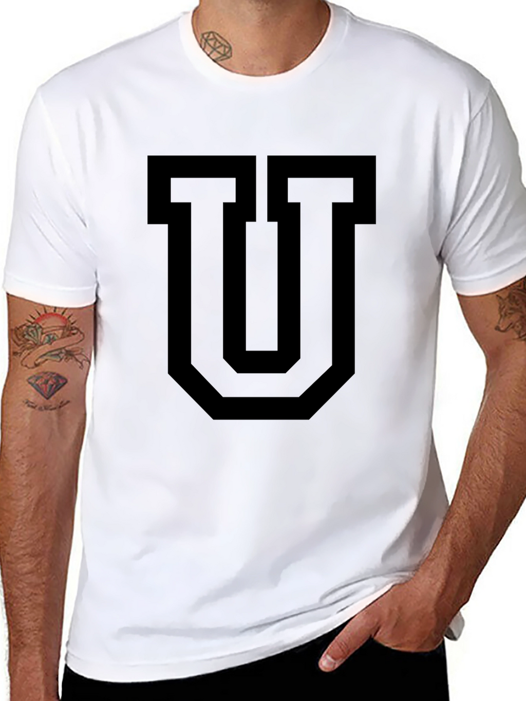 Black T-Shirt with Bold Letter U