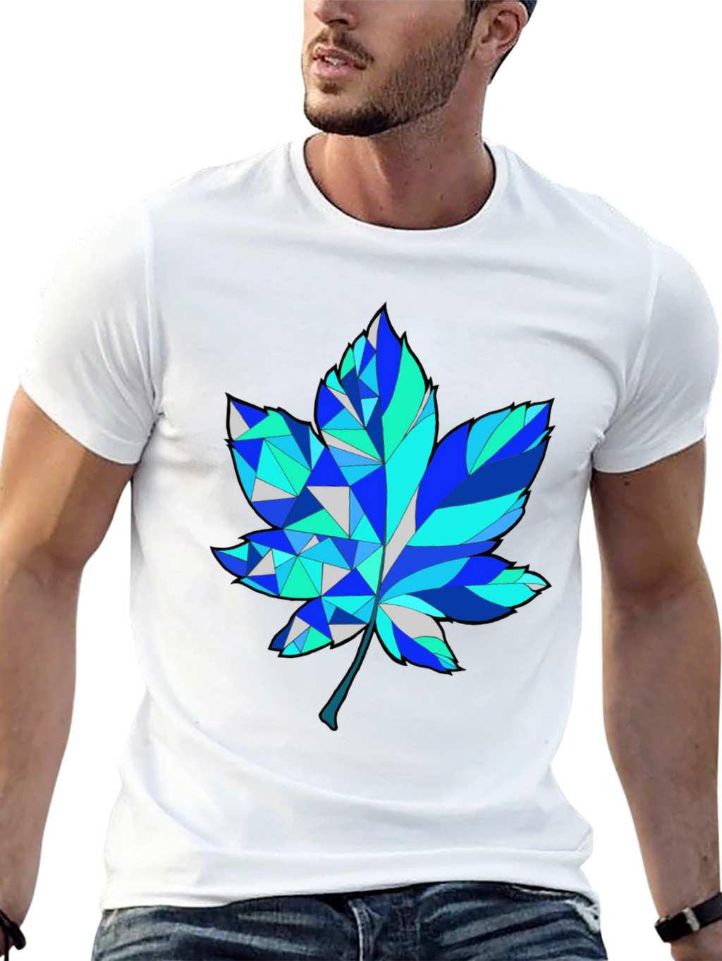 Geometric Maple Leaf Graphic Tee - Trendy Design