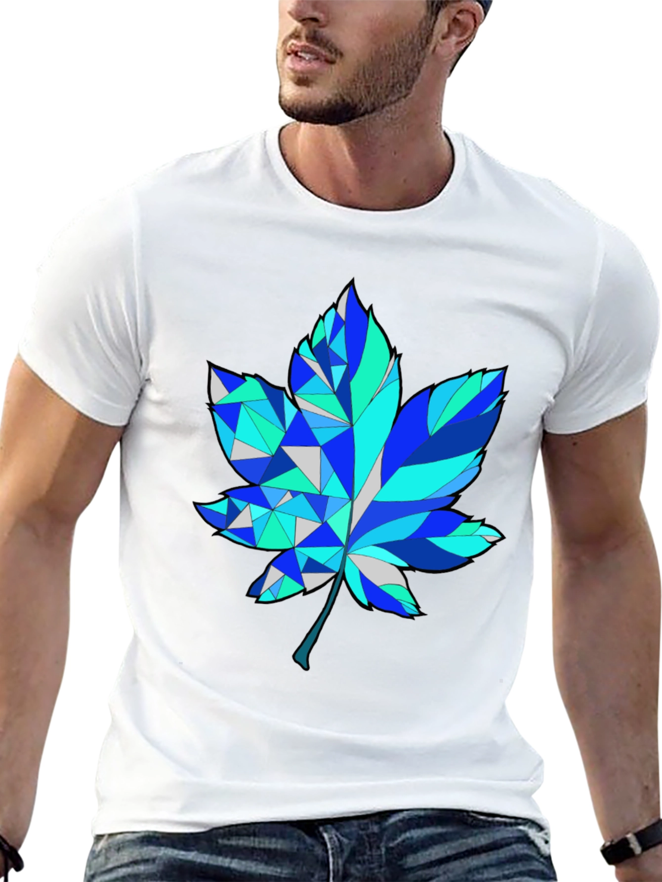 Geometric Maple Leaf Graphic Tee - Trendy Design