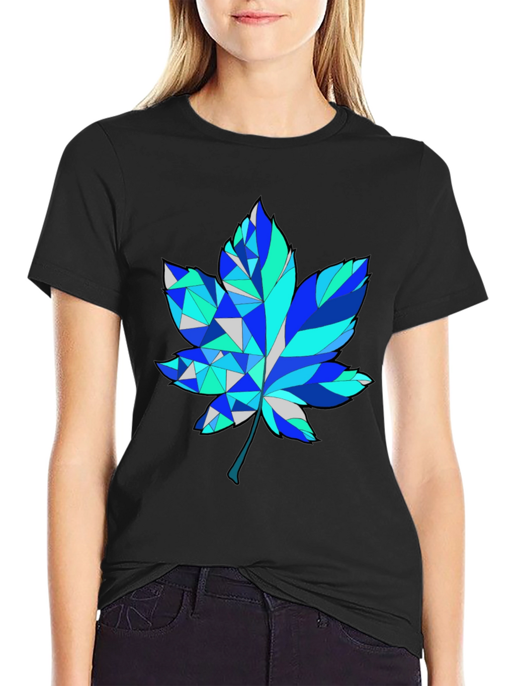 Geometric Maple Leaf Graphic Tee - Trendy Design