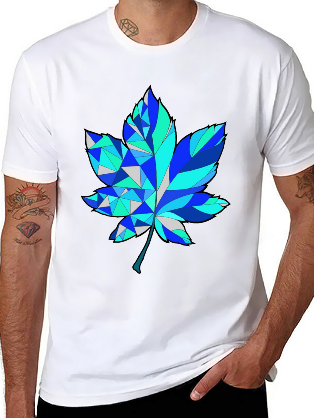 Geometric Maple Leaf Graphic Tee - Trendy Design