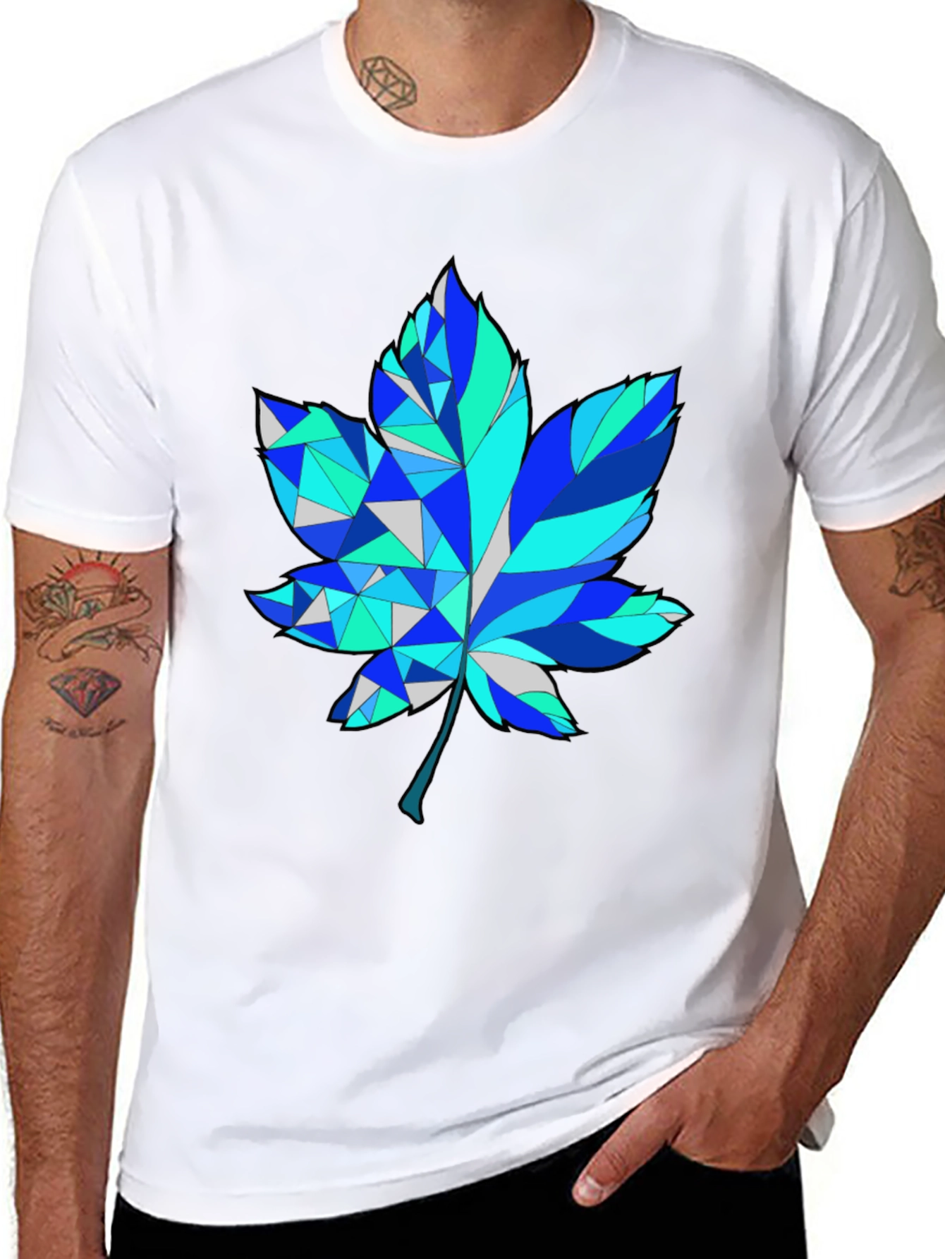 Geometric Maple Leaf Graphic Tee - Trendy Design
