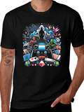 Gaming Collage Graphic Black T-Shirt