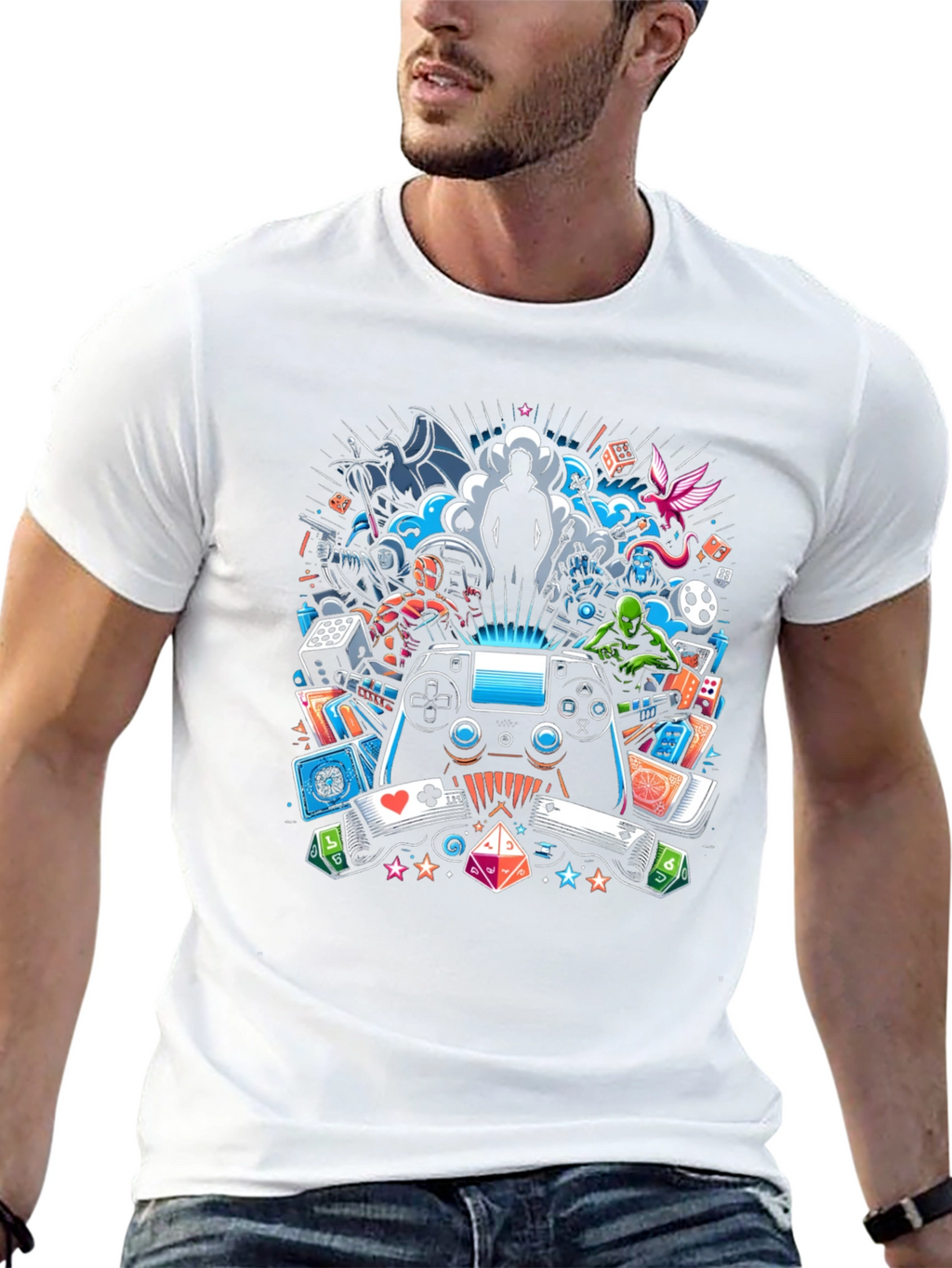 Gaming Collage Graphic Black T-Shirt