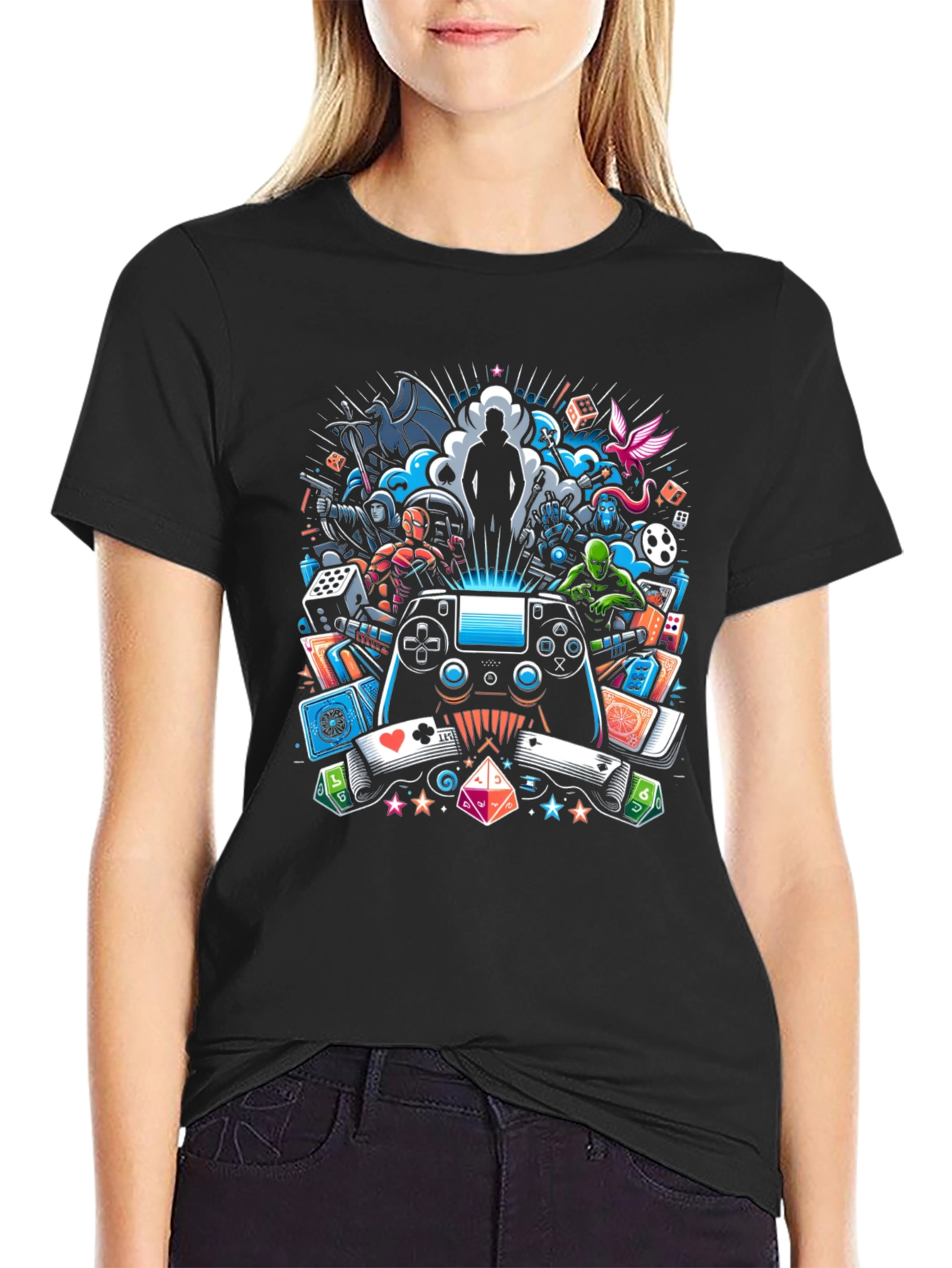 Gaming Collage Graphic Black T-Shirt