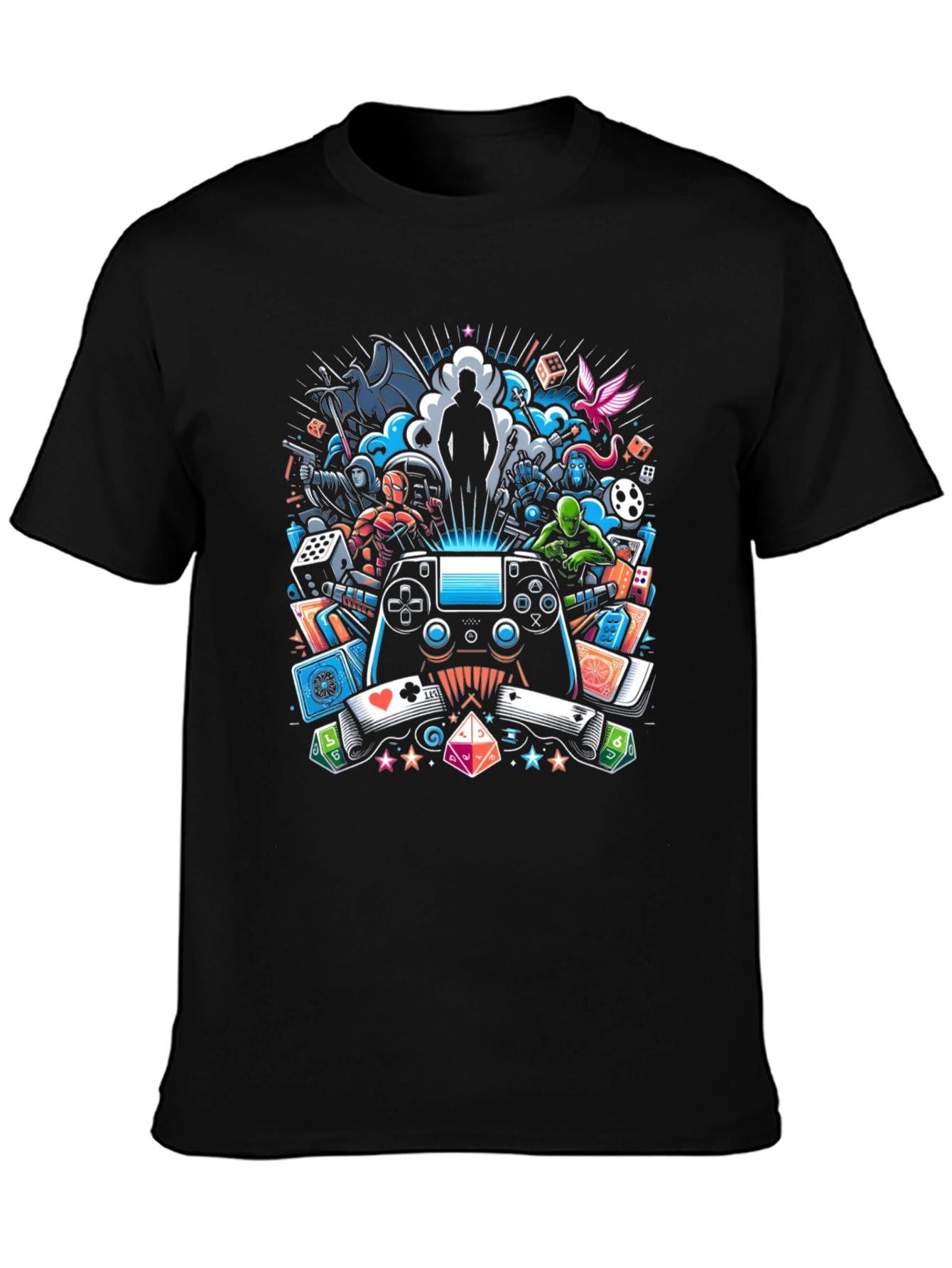 Gaming Collage Graphic Black T-Shirt