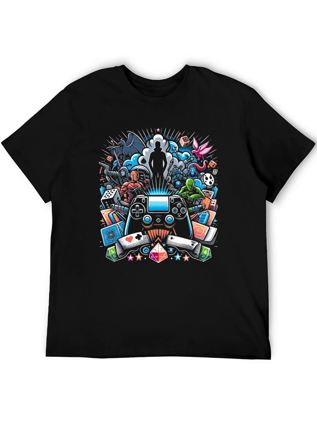 Gaming Collage Graphic Black T-Shirt