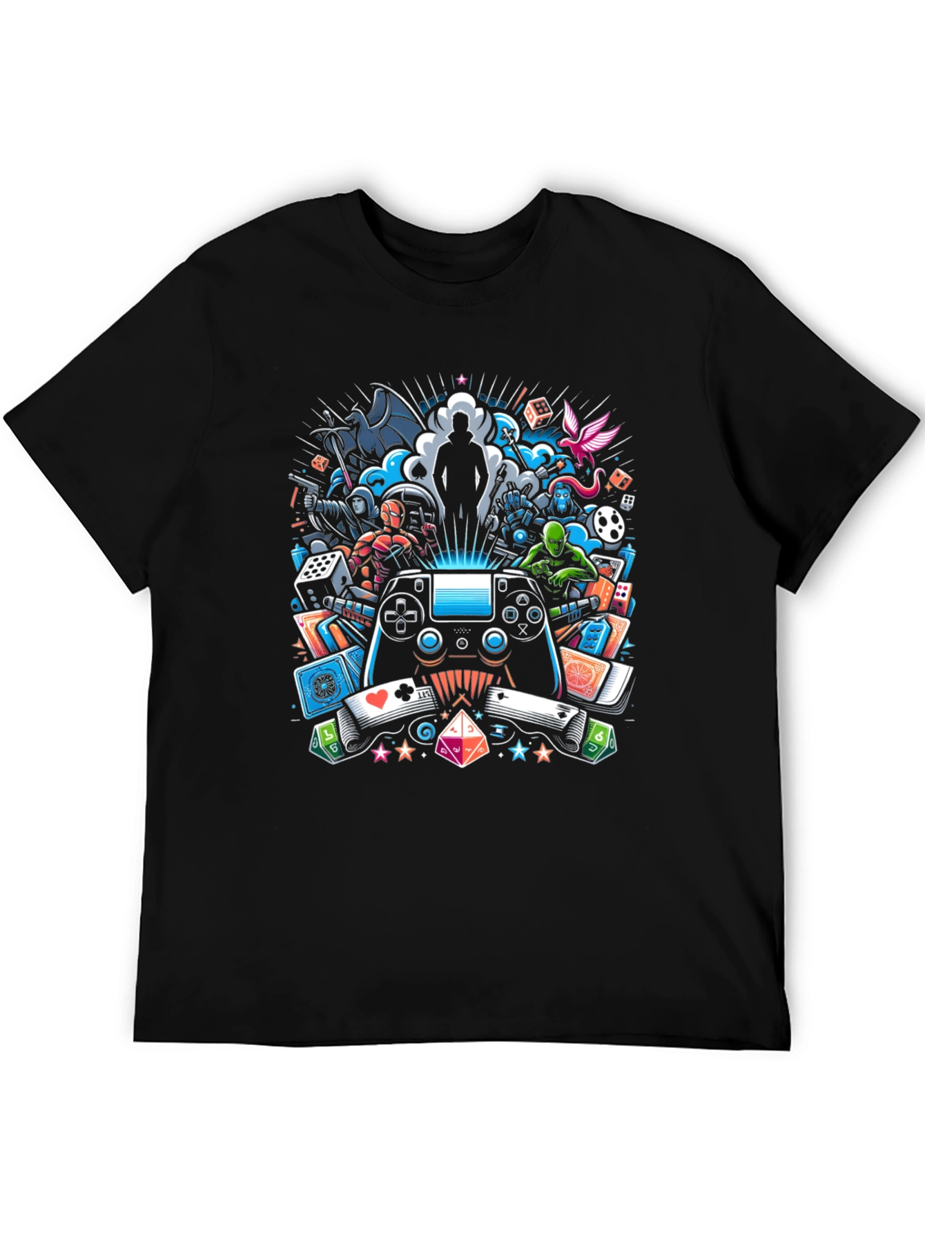 Gaming Collage Graphic Black T-Shirt
