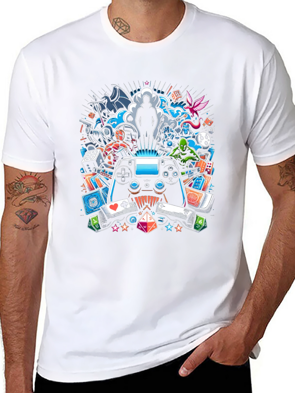 Gaming Collage Graphic Black T-Shirt