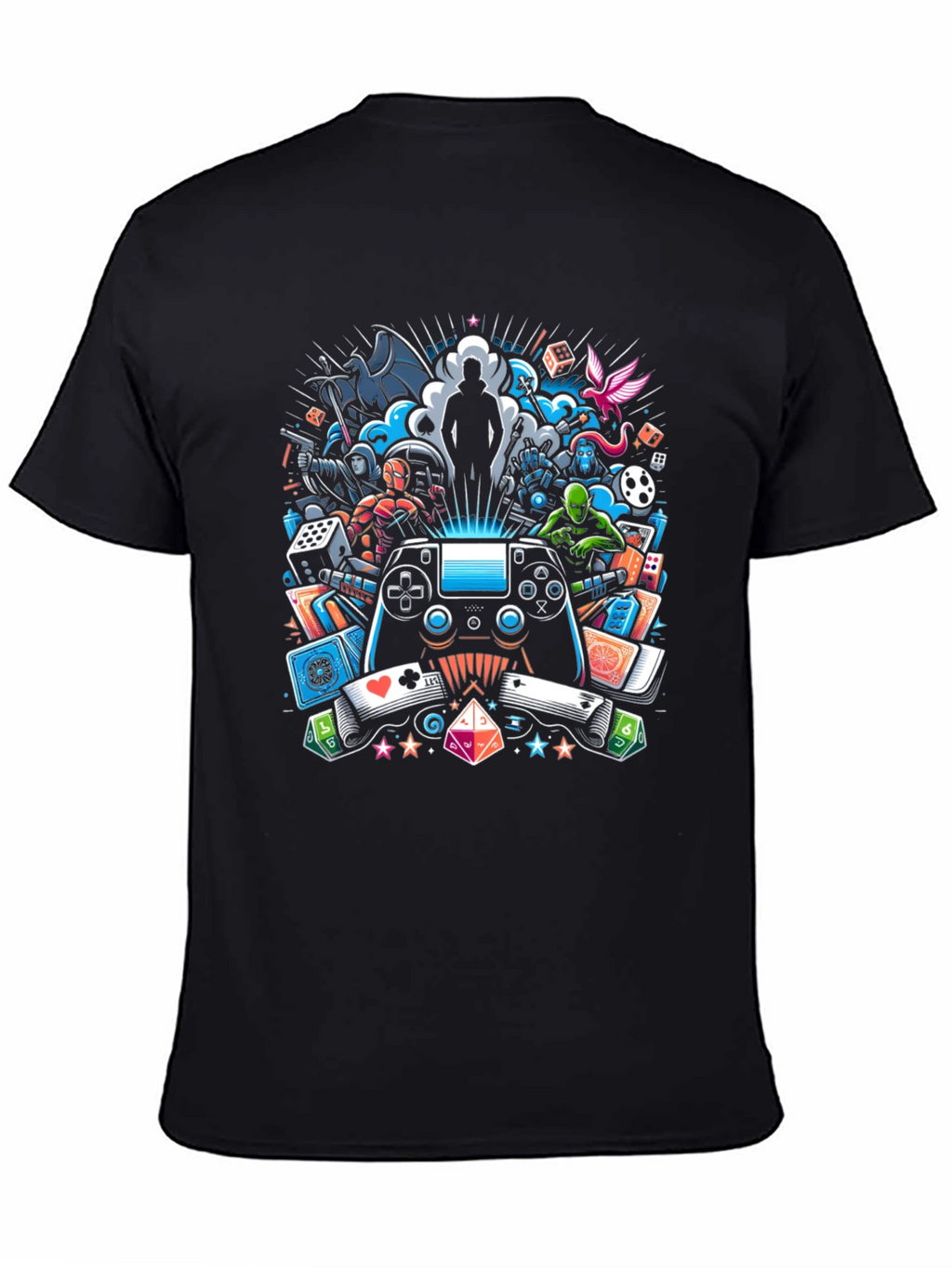Gaming Collage Graphic Black T-Shirt