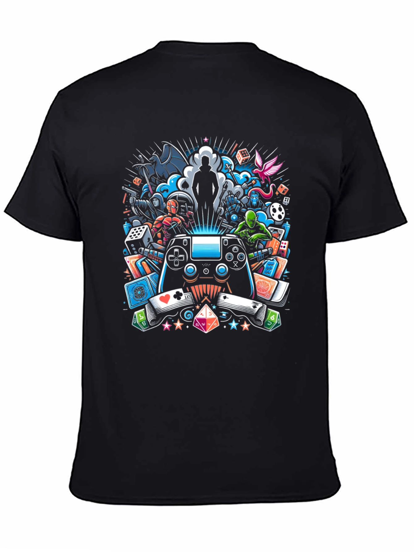 Gaming Collage Graphic Black T-Shirt