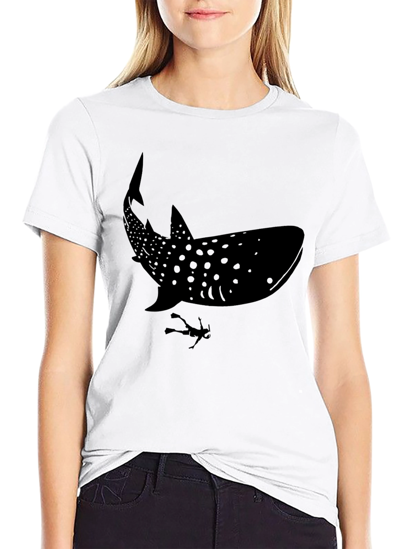 Whale Shark Diver Graphic Tee - Ocean Lover Shirt