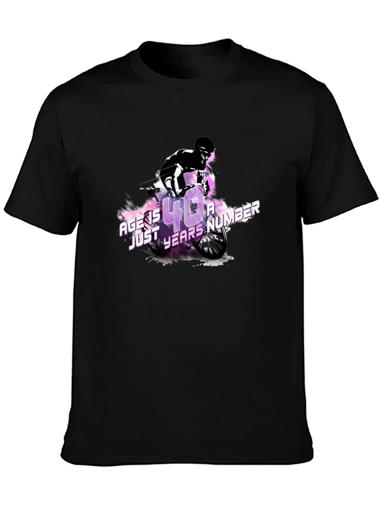 Age is Just a Number T-Shirt Biker Design Black Cotton Tee