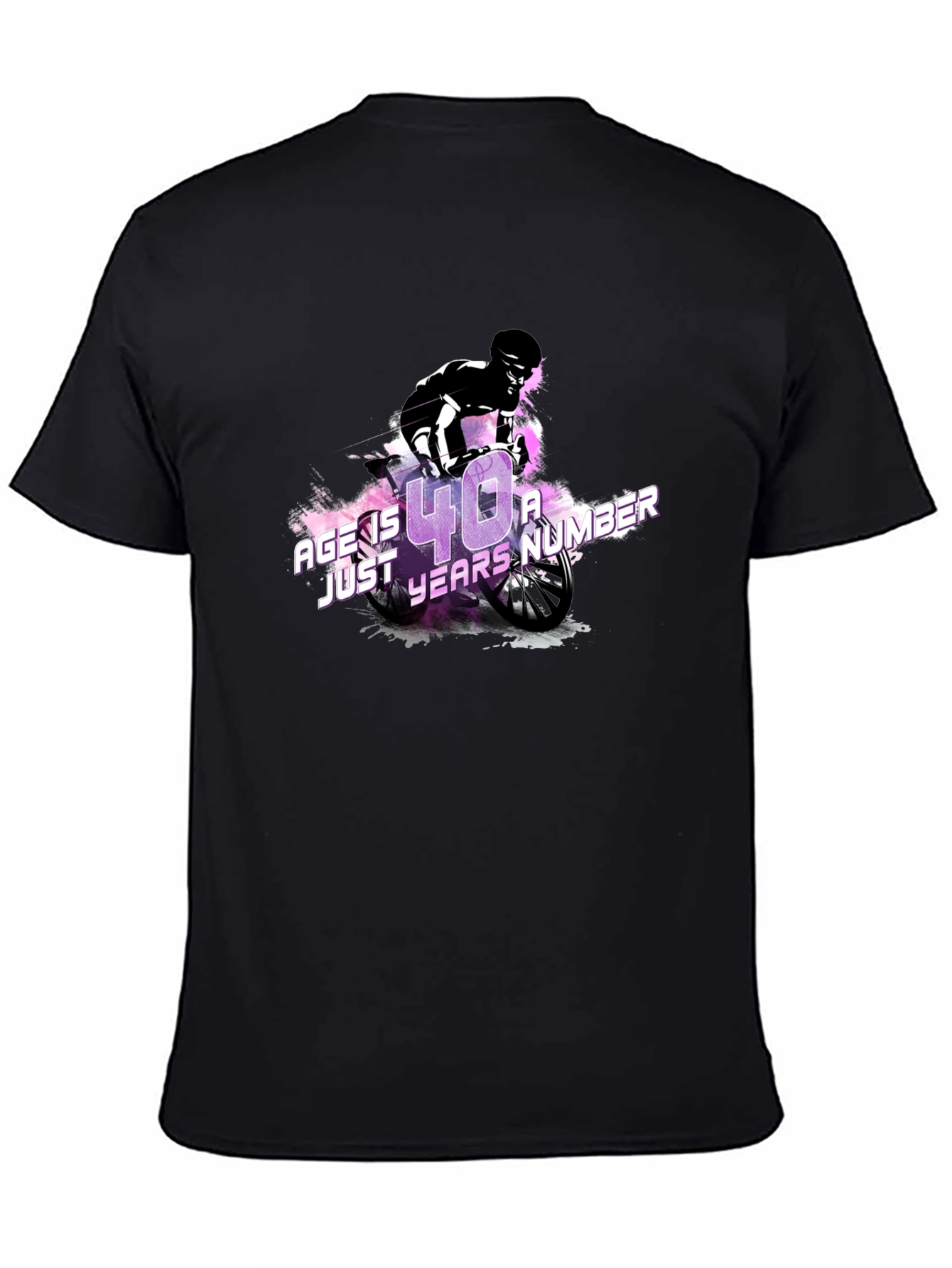 Age is Just a Number T-Shirt Biker Design Black Cotton Tee