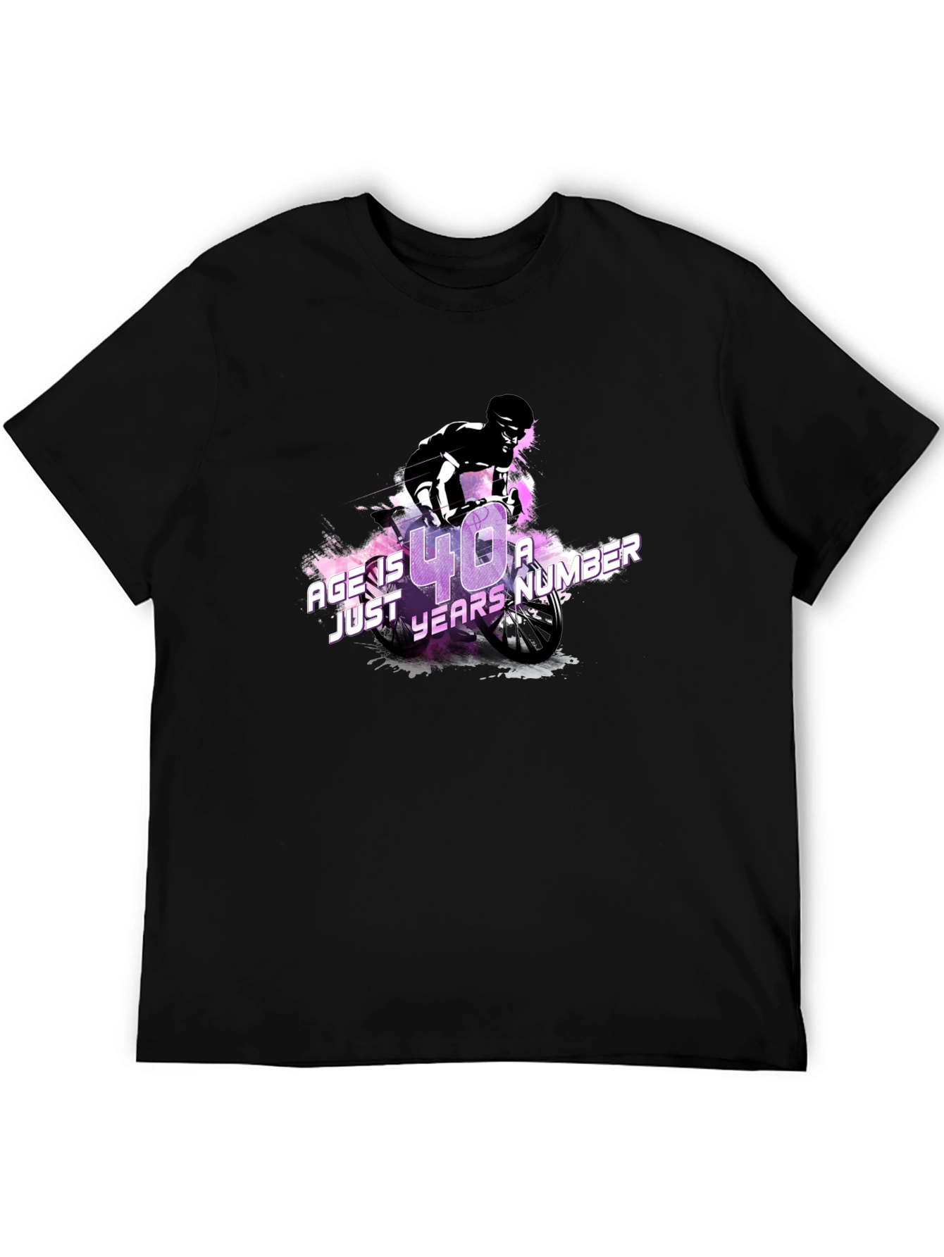 Age is Just a Number T-Shirt Biker Design Black Cotton Tee
