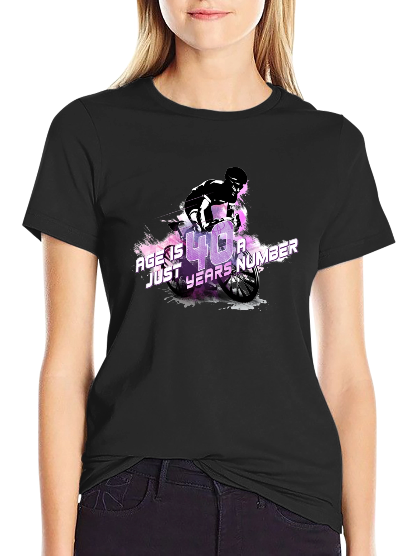 Age is Just a Number T-Shirt Biker Design Black Cotton Tee