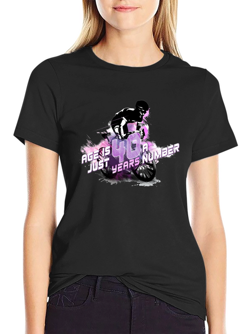 Age is Just a Number T-Shirt Biker Design Black Cotton Tee