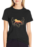 Lion Graphic Black T-Shirt - Fierce Style