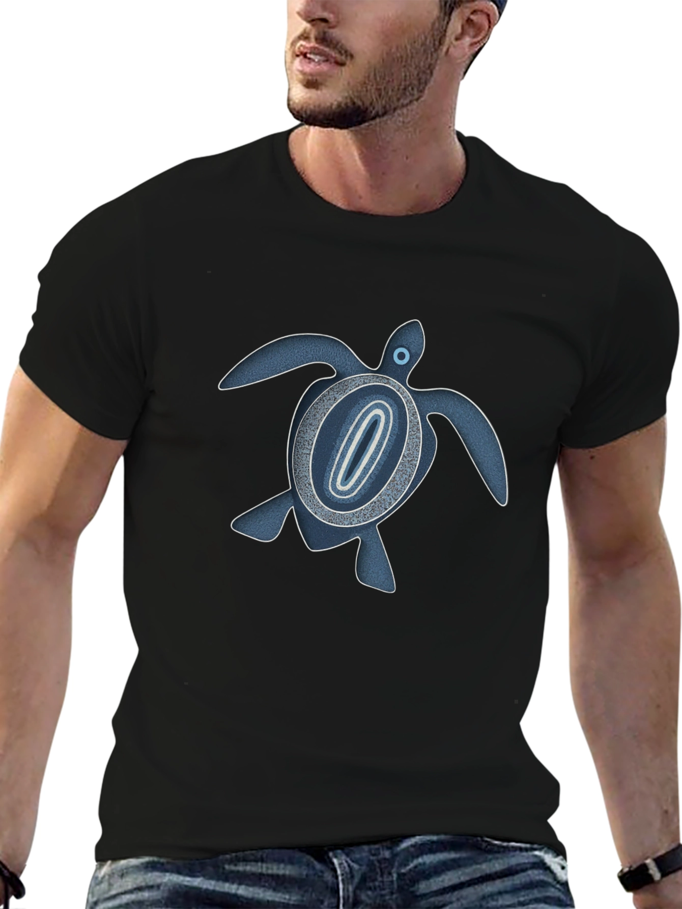 Turtle Graphic Print T-Shirt - Black