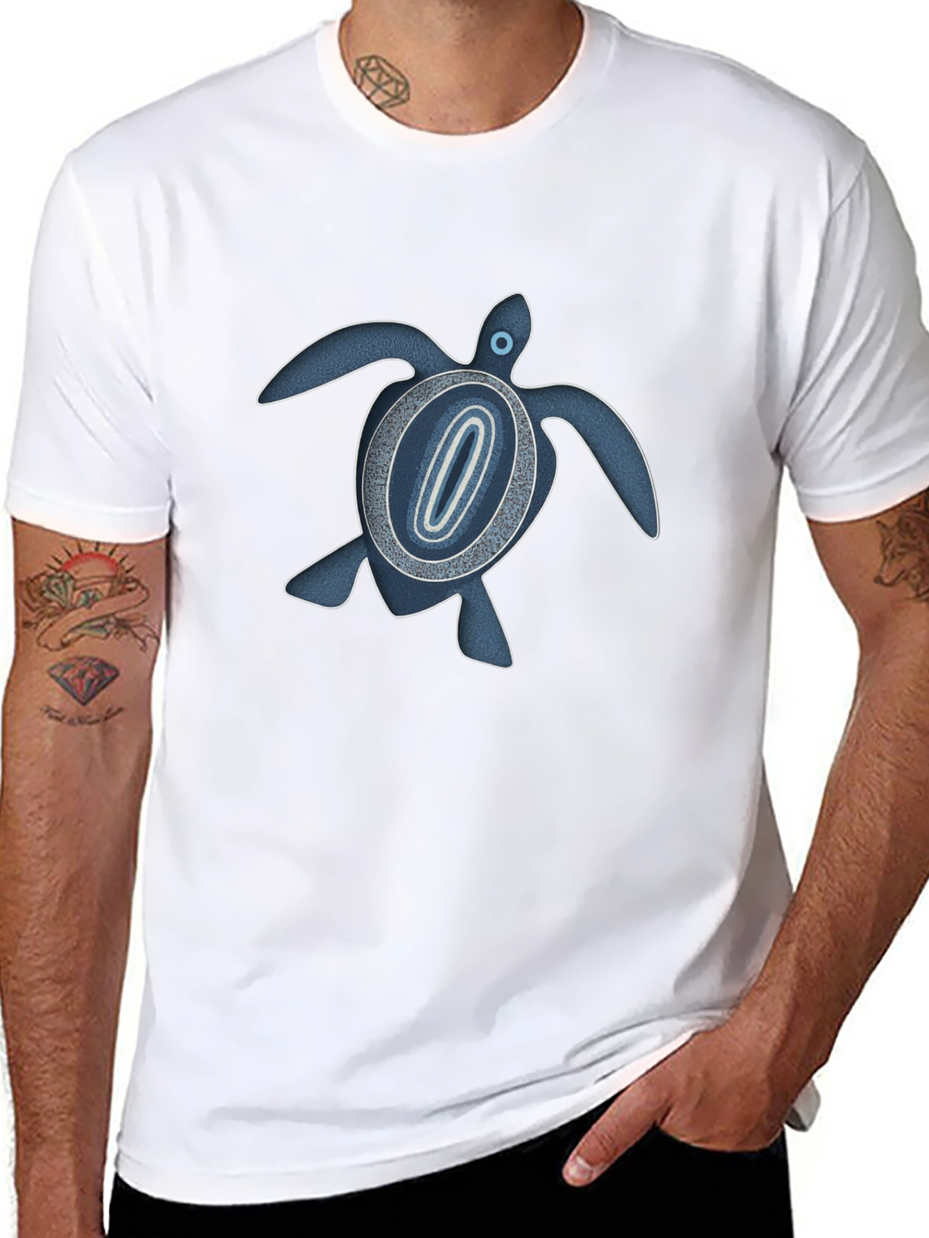 Turtle Graphic Print T-Shirt - Black