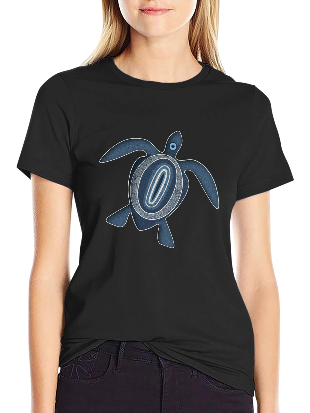 Turtle Graphic Print T-Shirt - Black