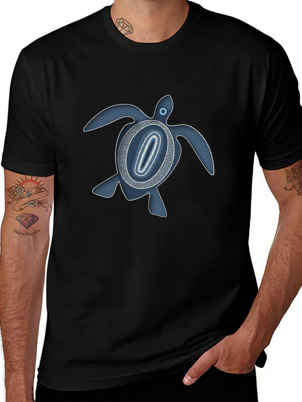 Turtle Graphic Print T-Shirt - Black
