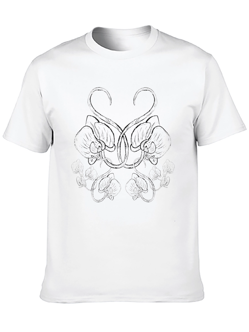 Black Graphic Tee - Floral Abstract Design