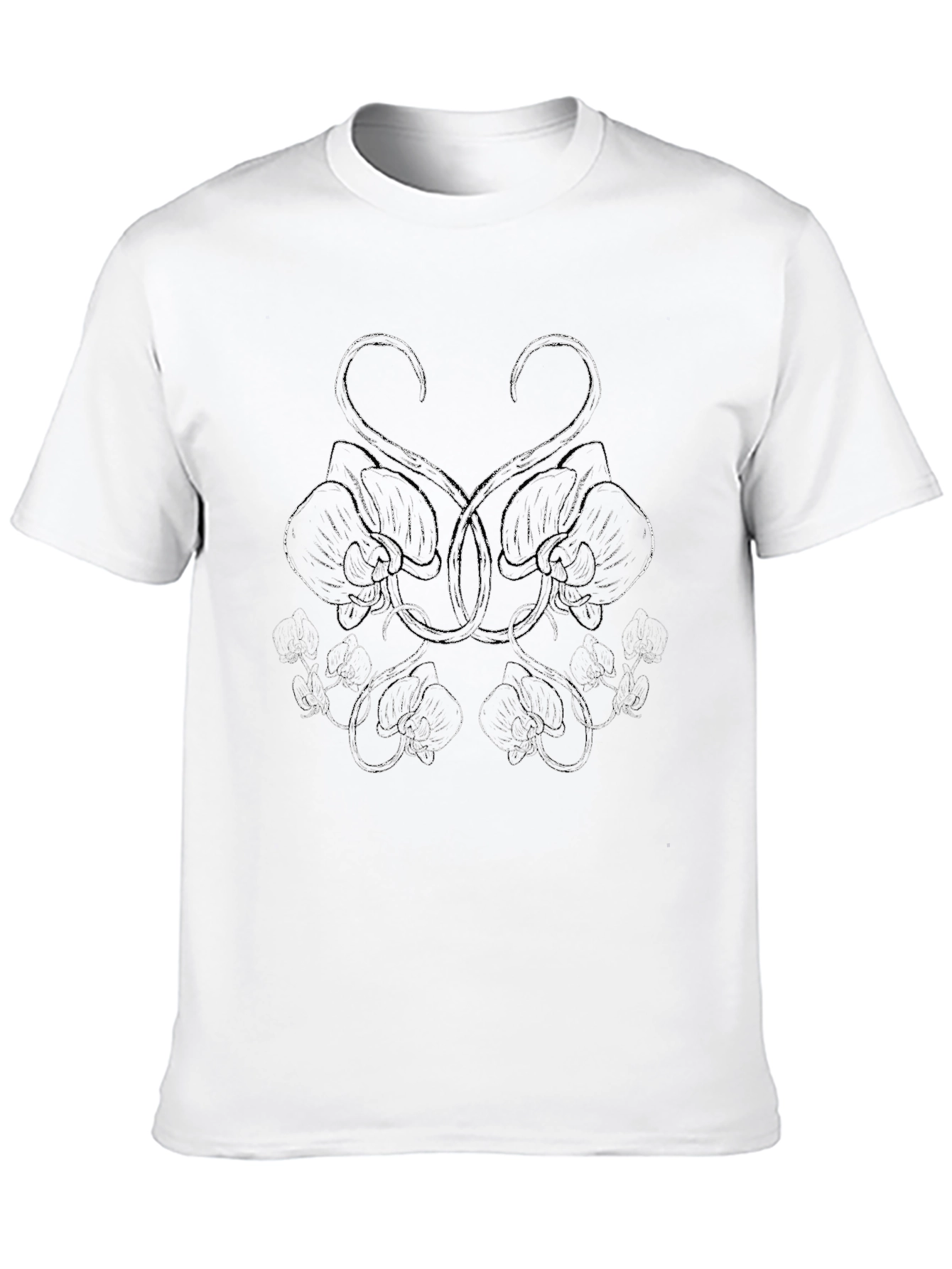 Black Graphic Tee - Floral Abstract Design