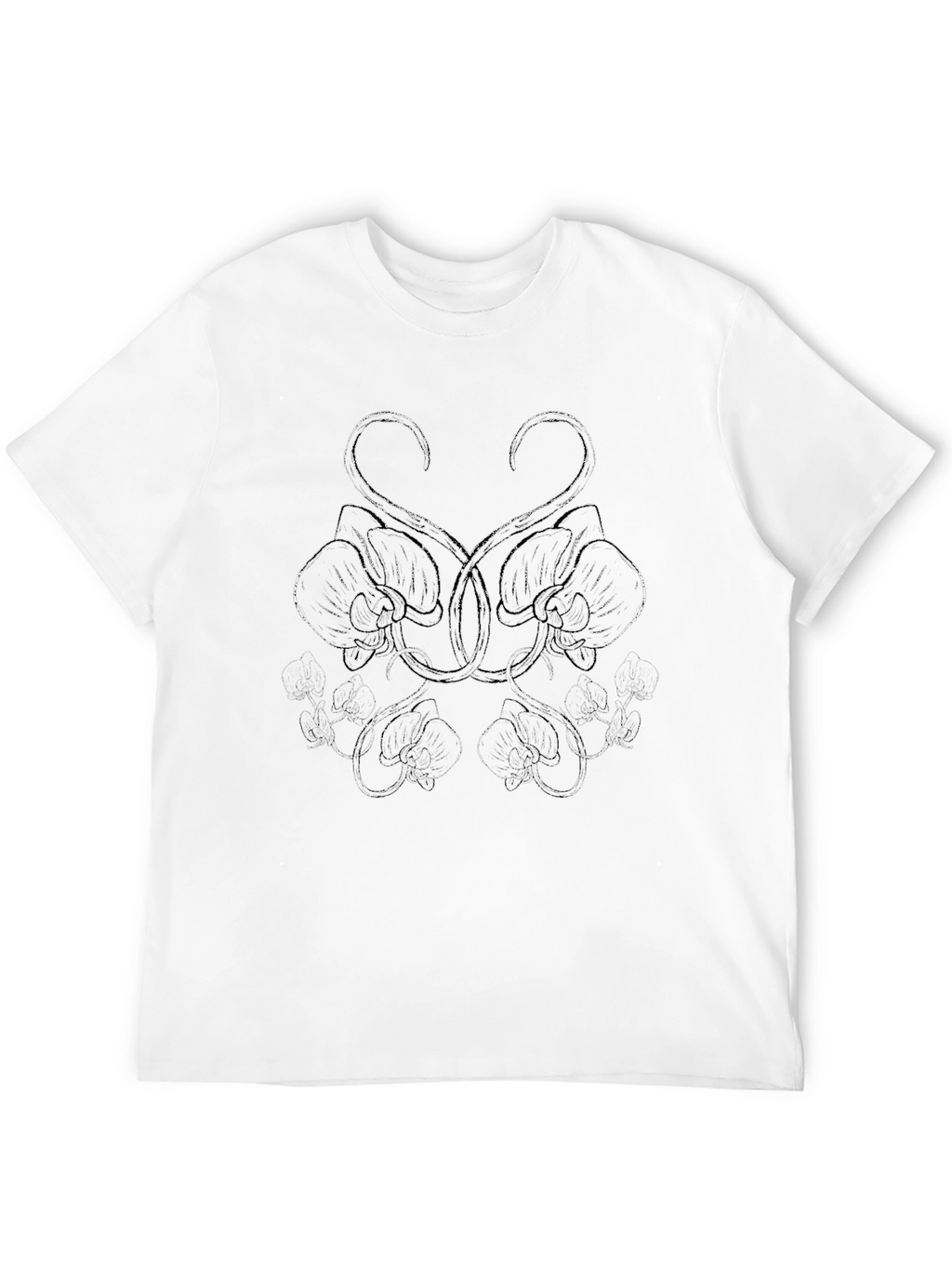 Black Graphic Tee - Floral Abstract Design
