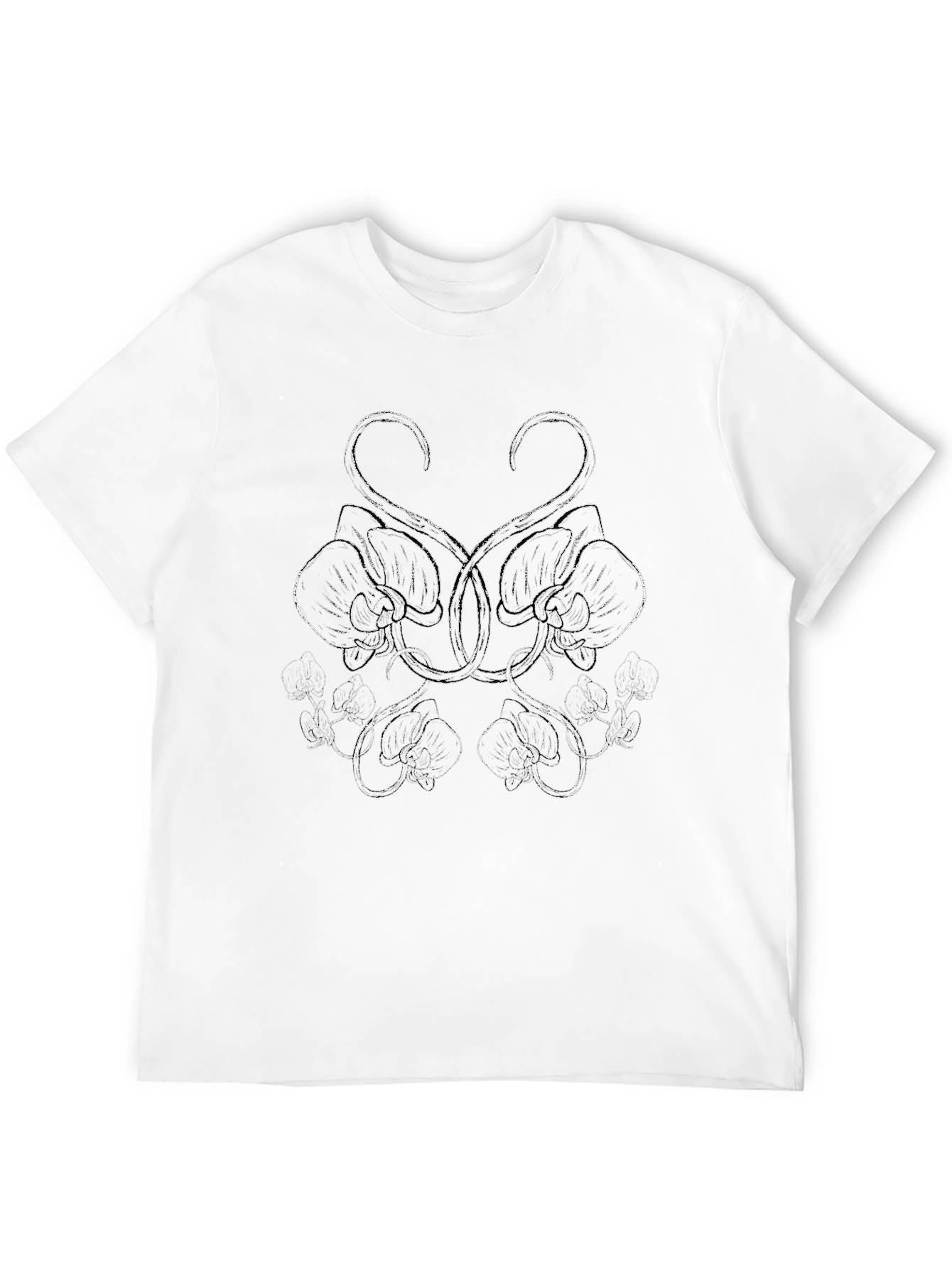 Black Graphic Tee - Floral Abstract Design