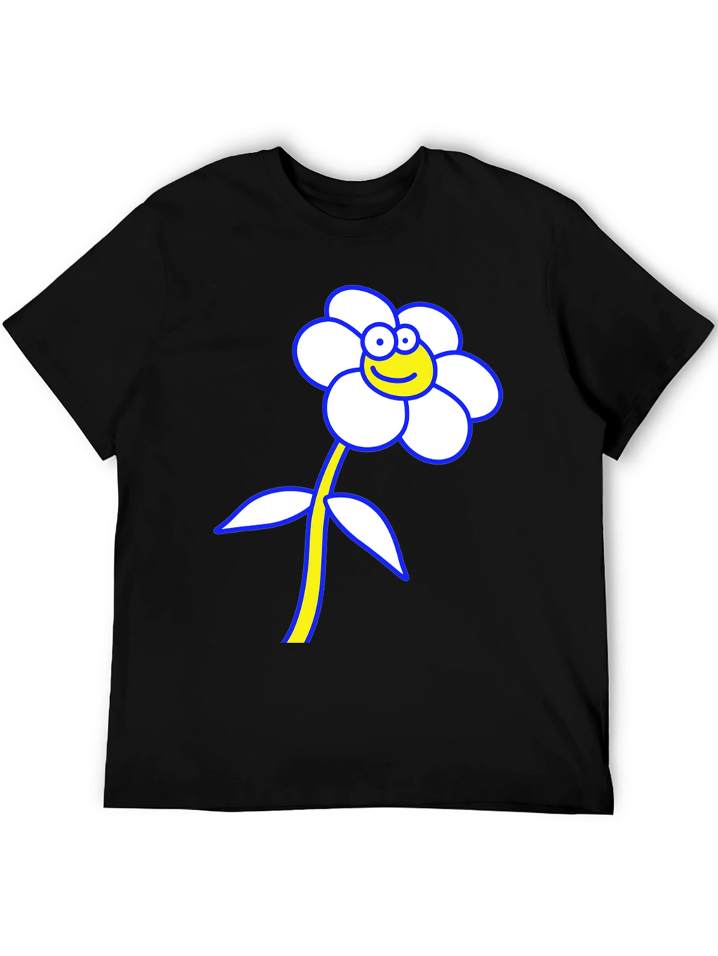 Funny Flower Graphic T-Shirt - Black Cotton Tee