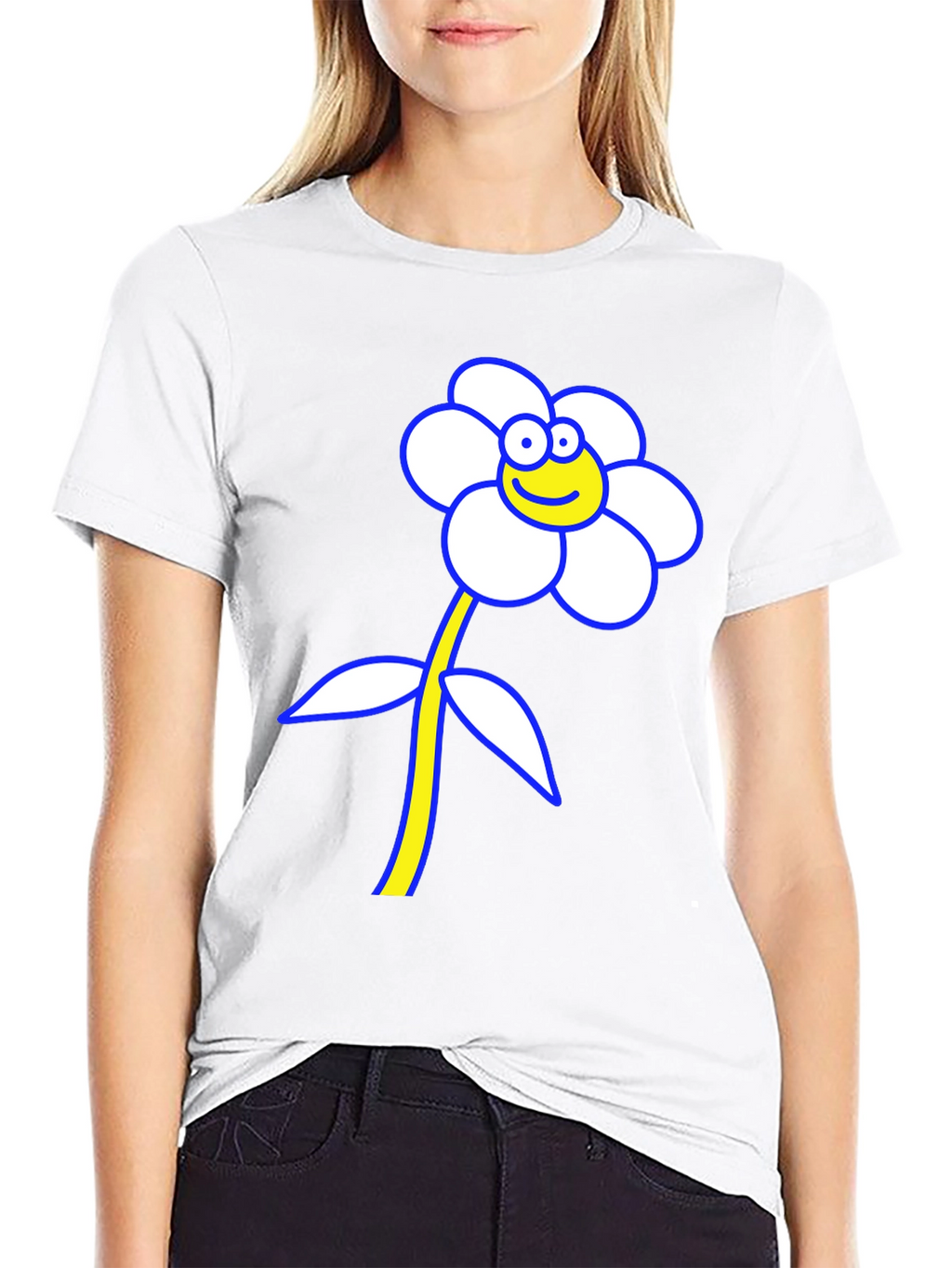 Funny Flower Graphic T-Shirt - Black Cotton Tee