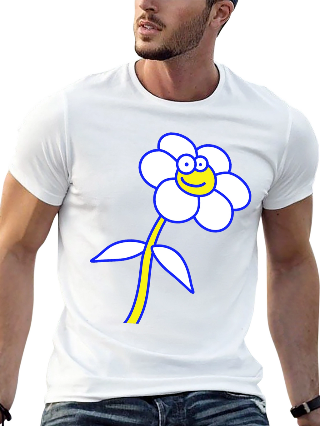 Funny Flower Graphic T-Shirt - Black Cotton Tee