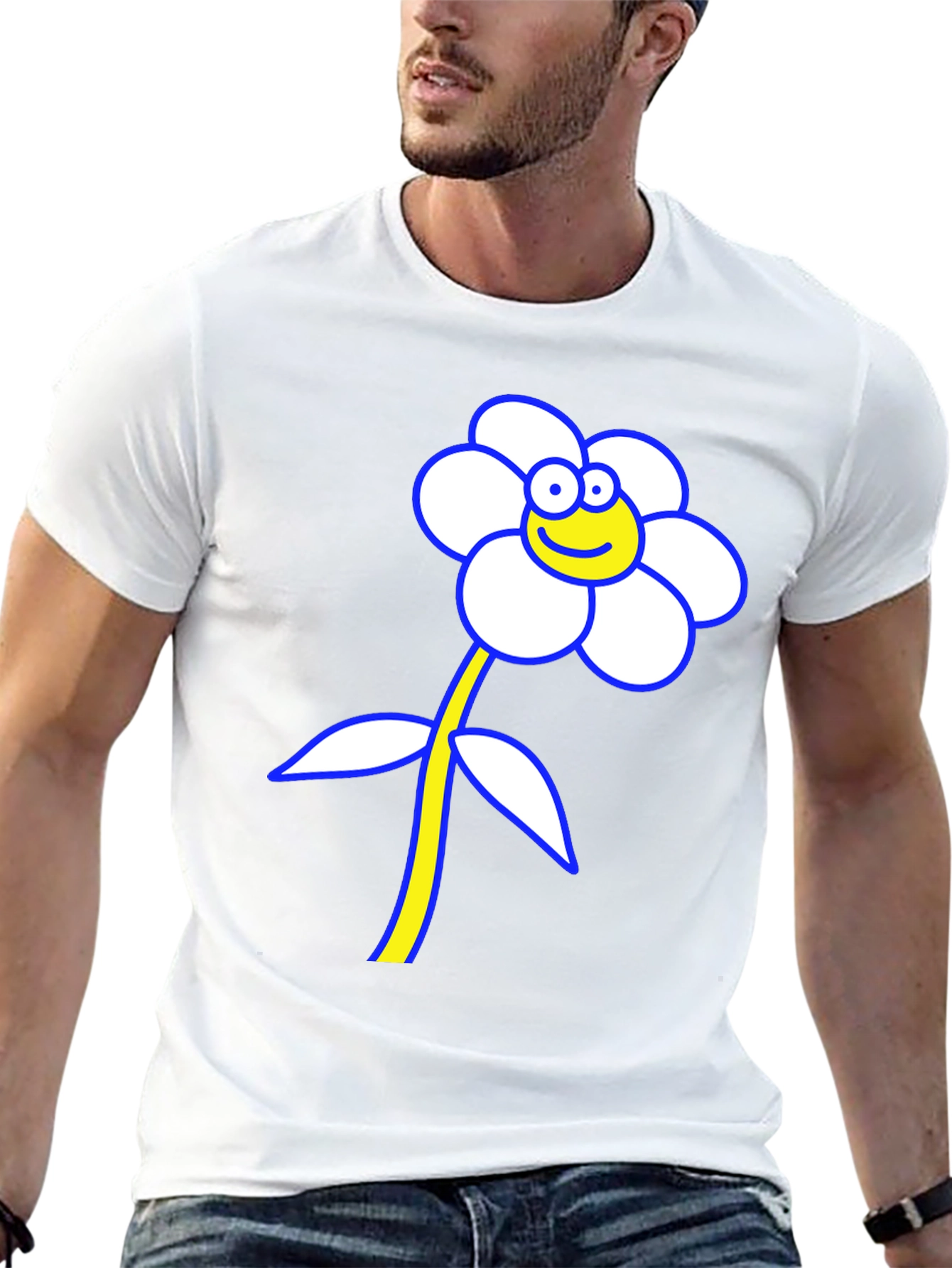 Funny Flower Graphic T-Shirt - Black Cotton Tee