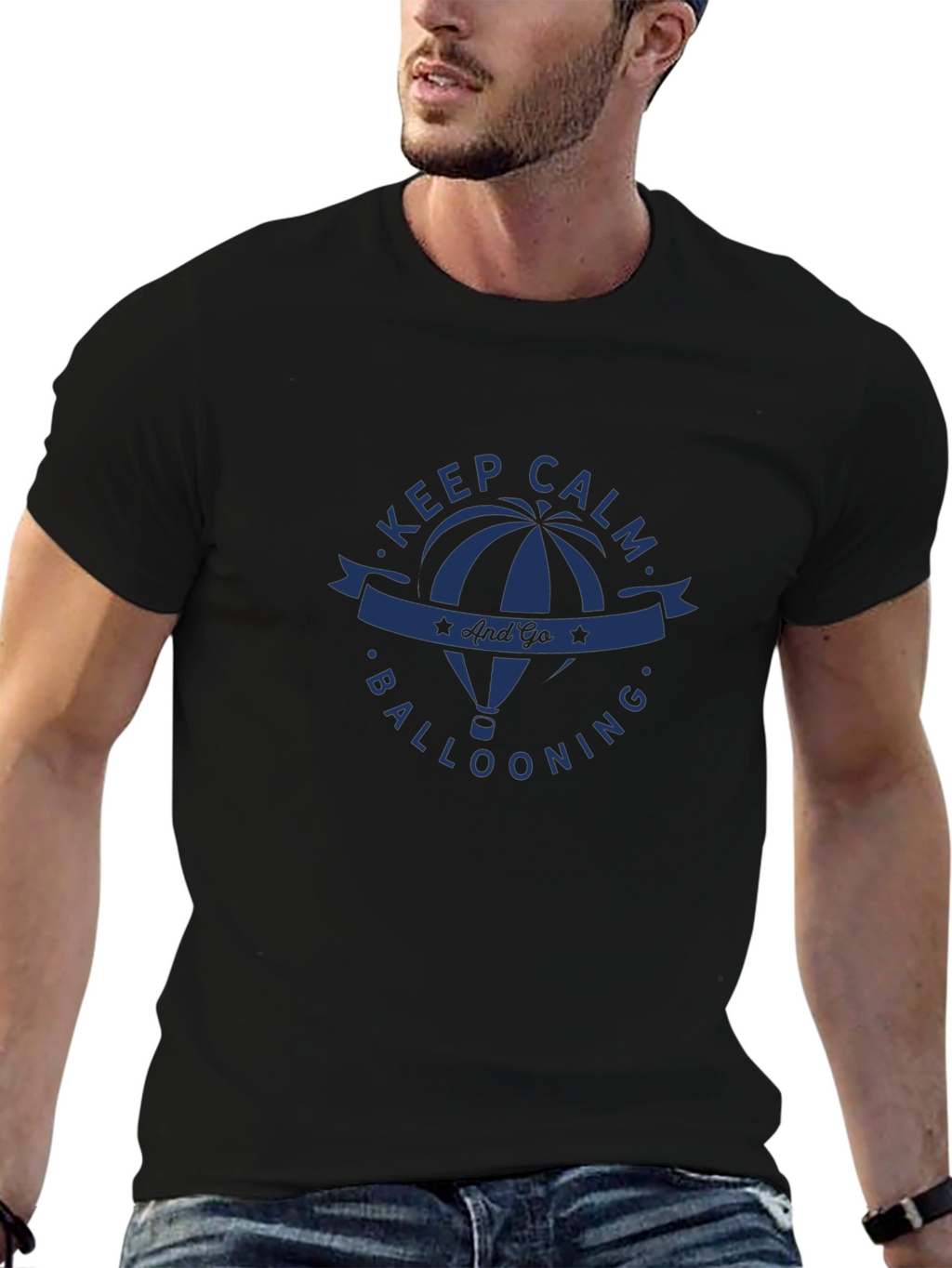 Keep Calm and Go Ballooning Black T-Shirt