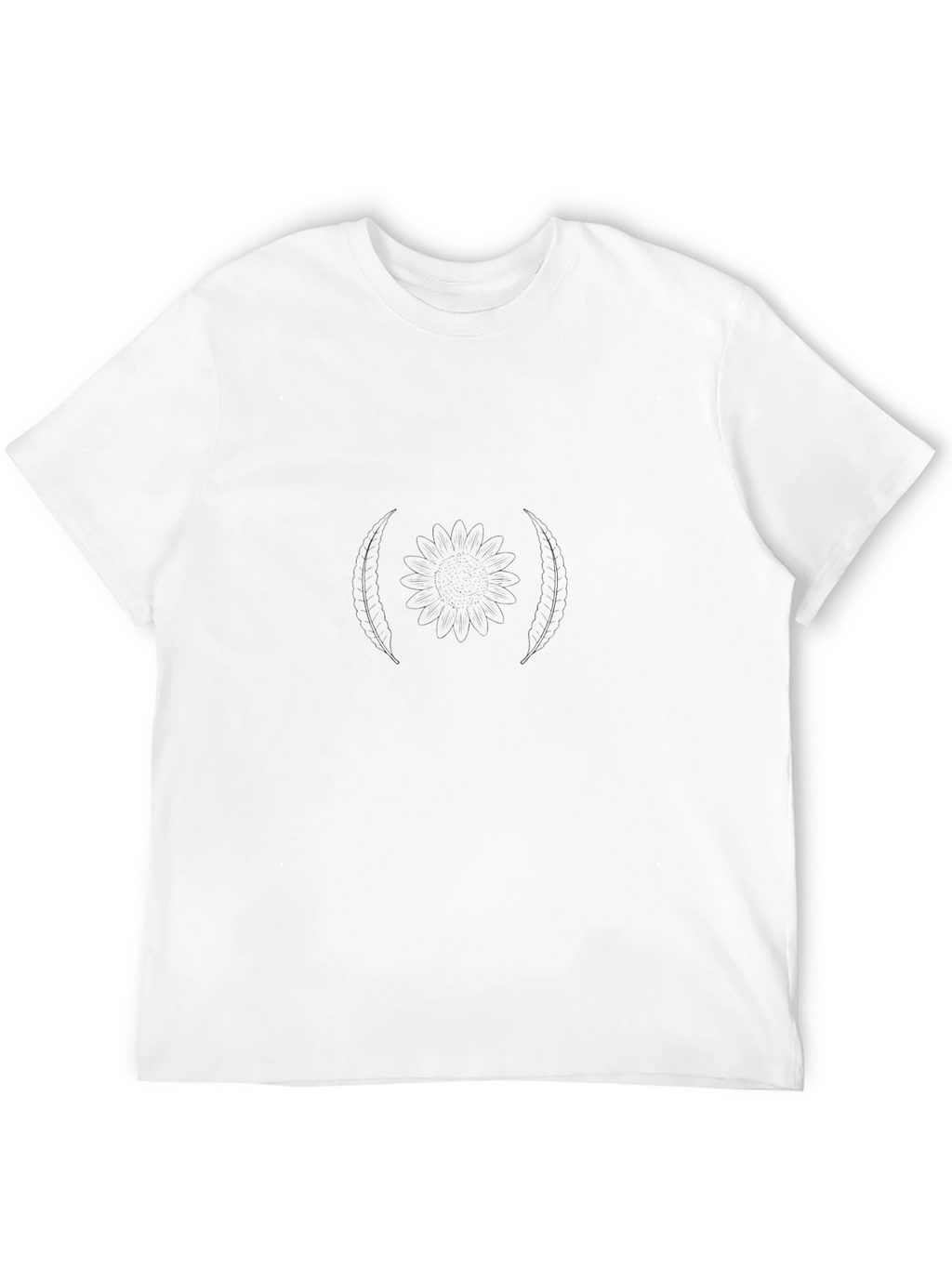 Black Graphic Tee - Minimalist Sunflower Design