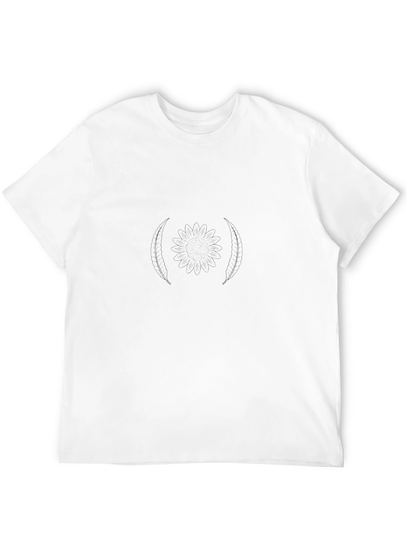 Black Graphic Tee - Minimalist Sunflower Design