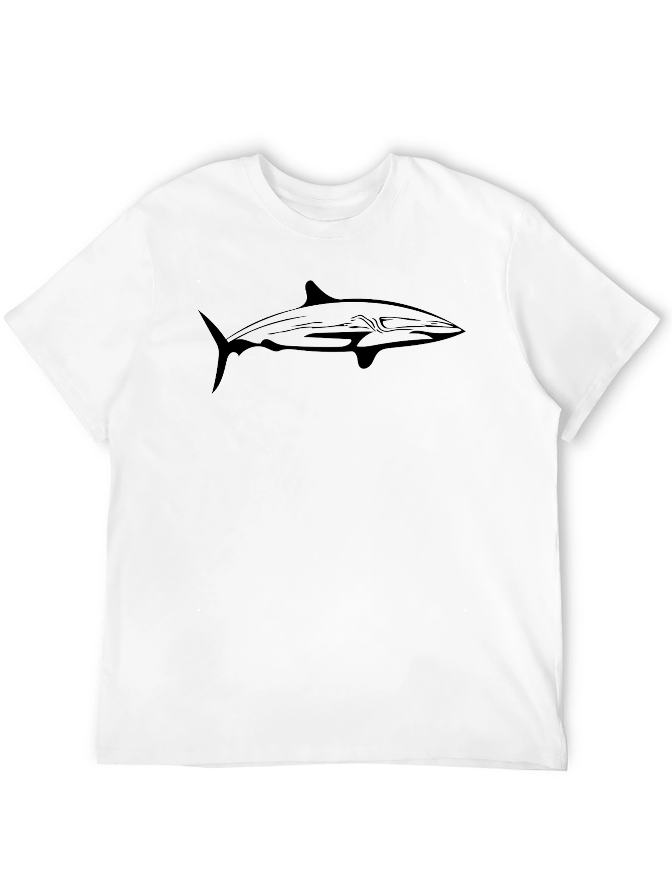Mens Black T-shirt with Shark Print
