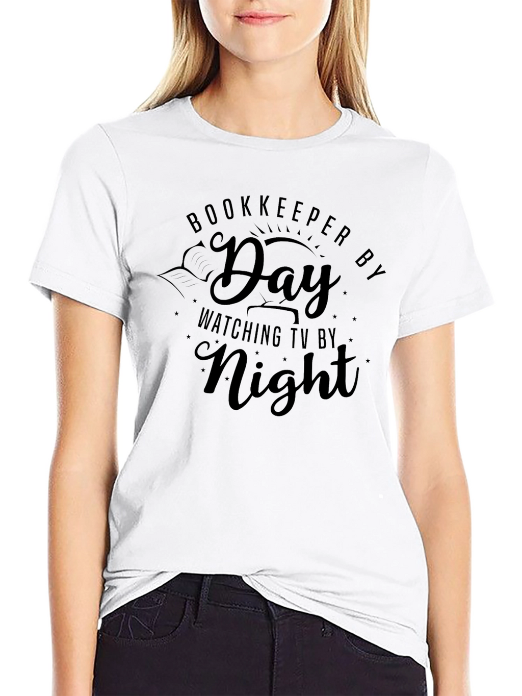 Bookkeeper by Day TV by Night Black T-Shirt