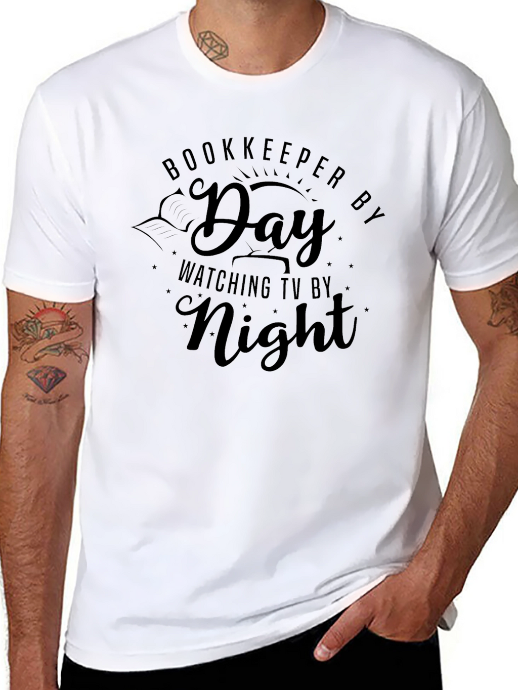 Bookkeeper by Day TV by Night Black T-Shirt