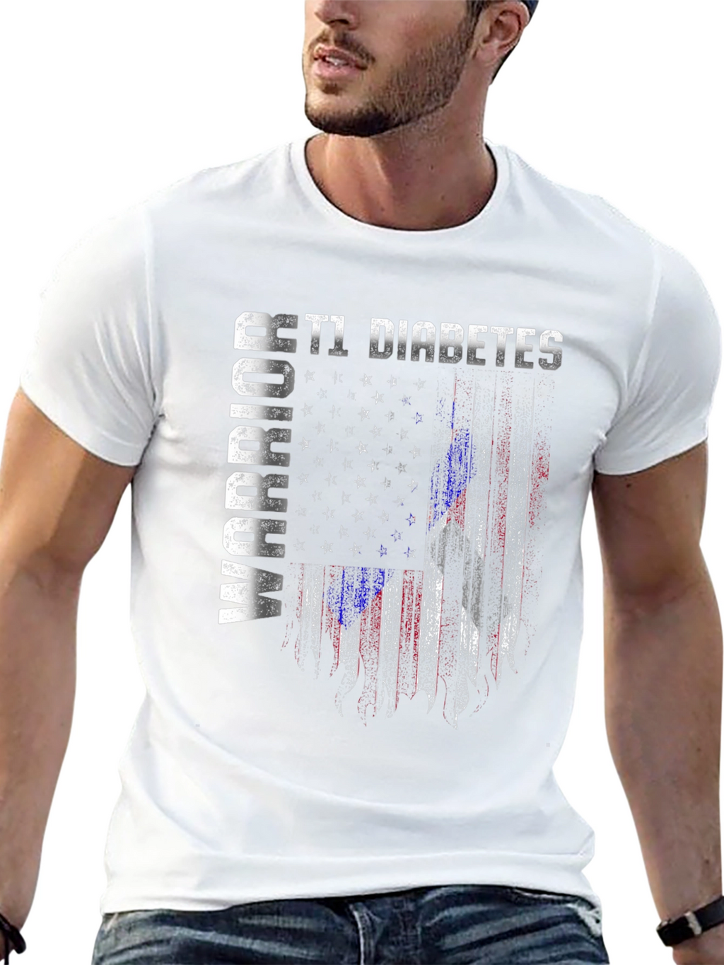 T1 Diabetes Warrior Flag Graphic Tee
