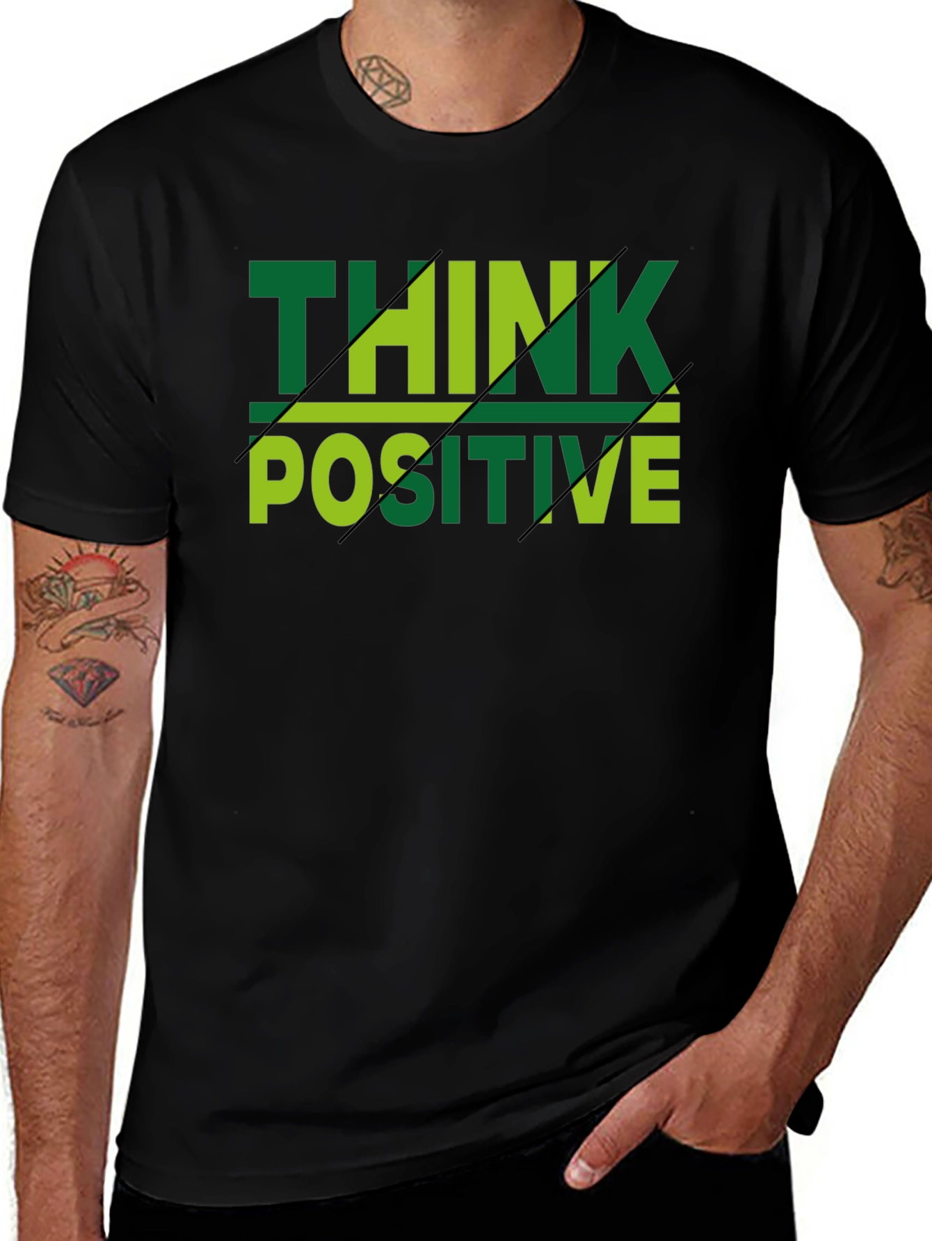 Think Positive Mens Black T-Shirt