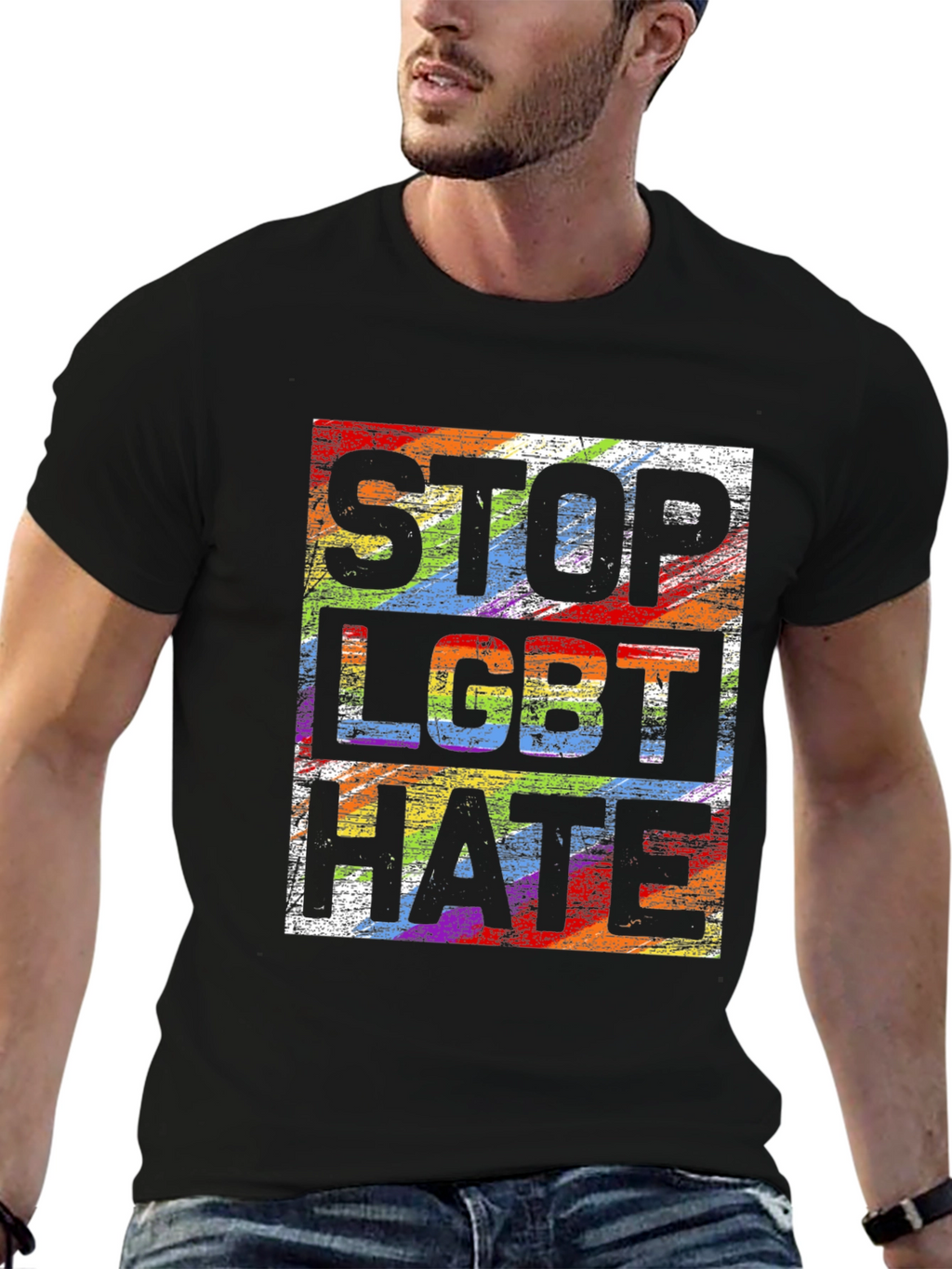 Stop LGBT Hate T-Shirt Rainbow Pride