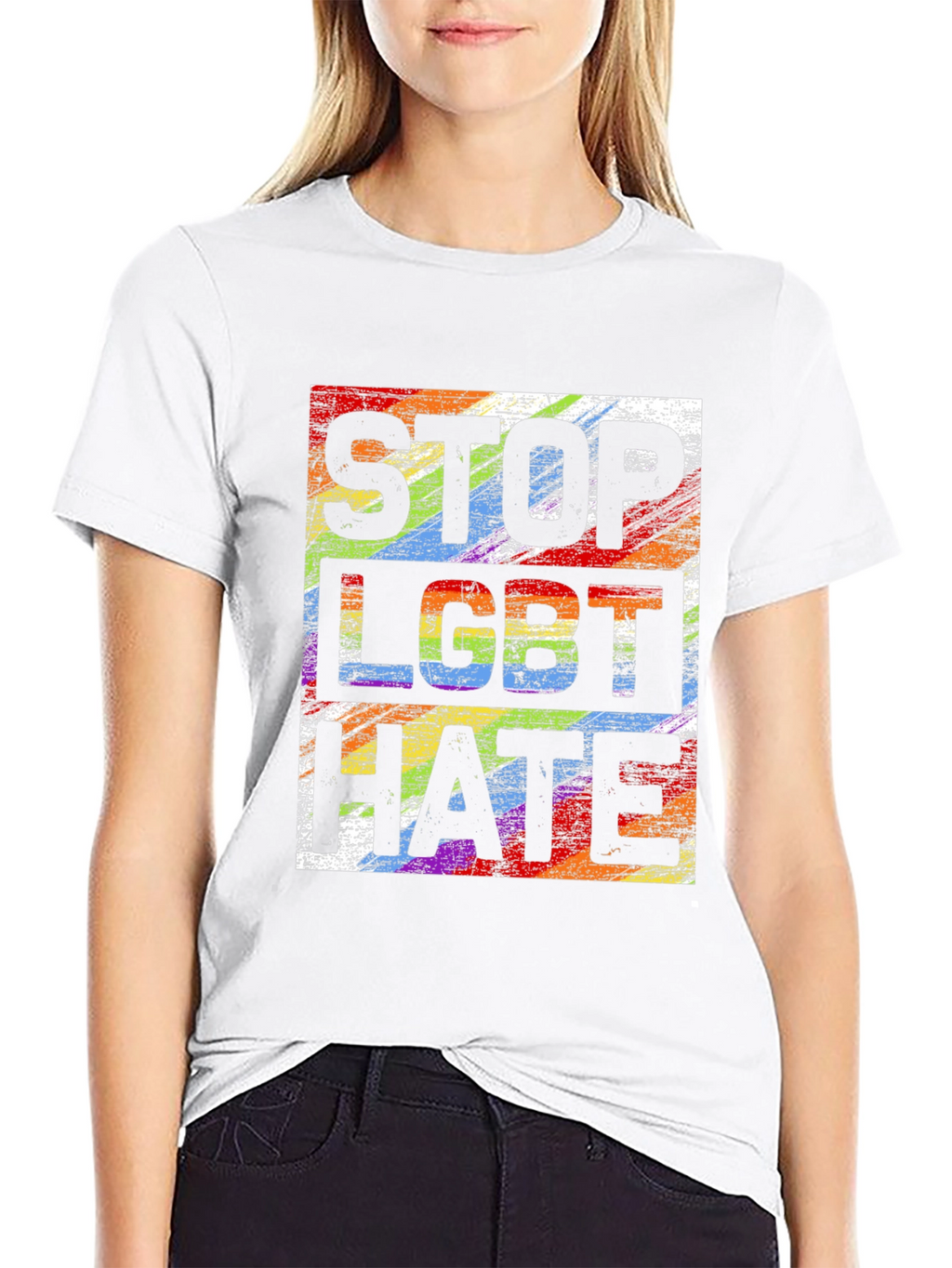 Stop LGBT Hate T-Shirt Rainbow Pride
