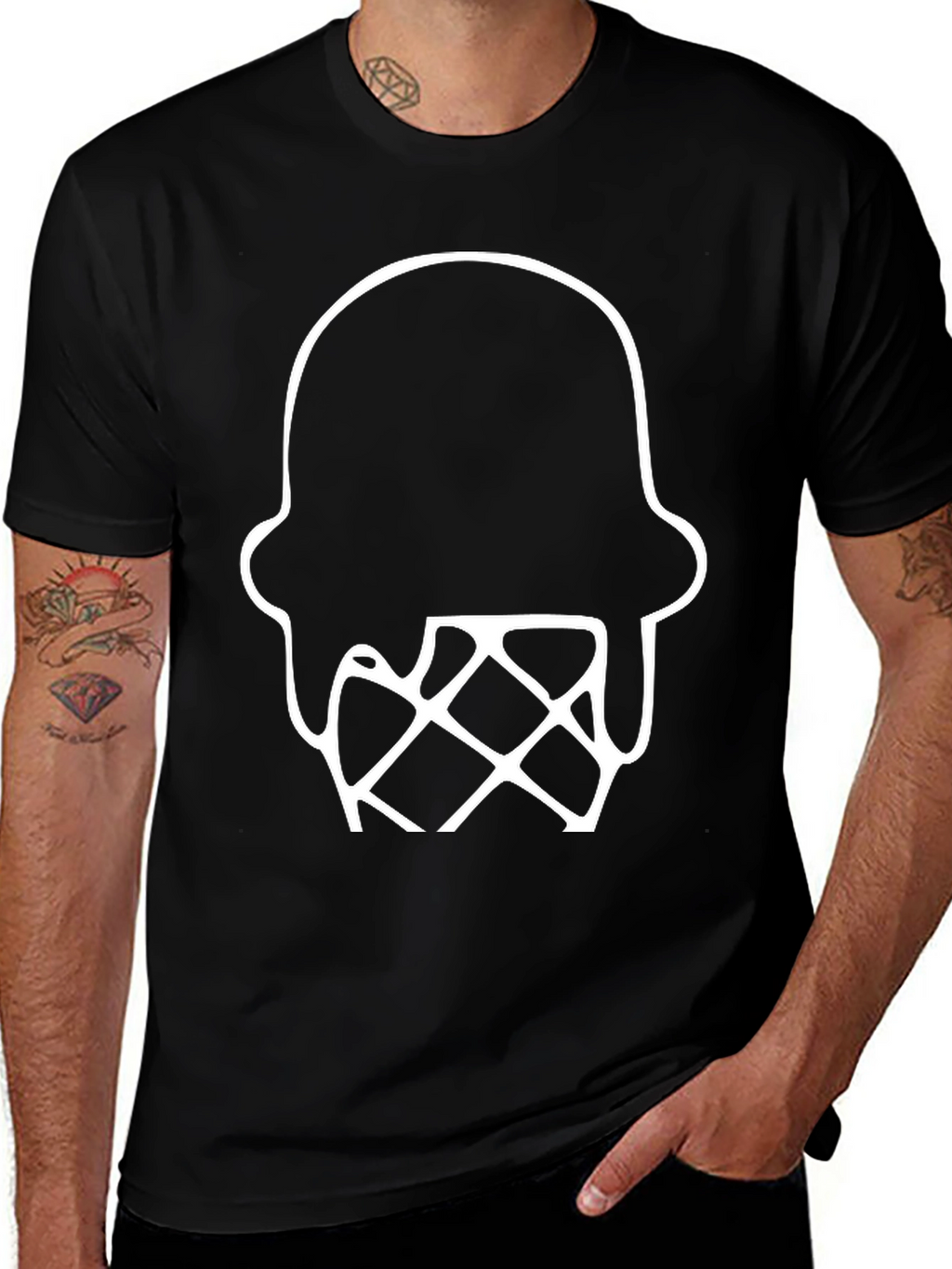 Ice Cream Graphic Tee - Black Cotton Blend